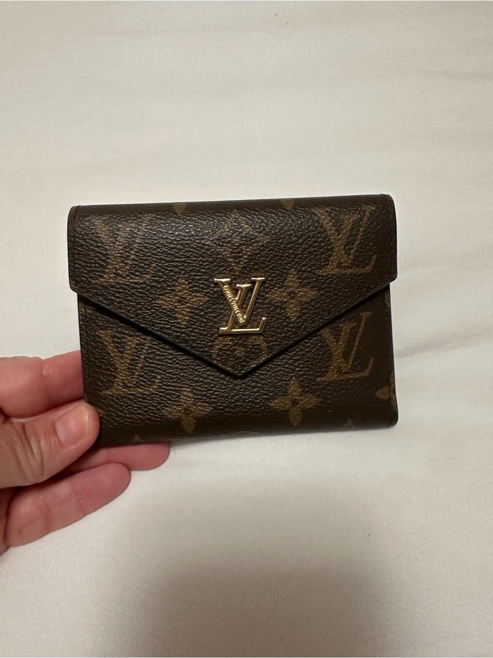 Louis Vuitton Monogram Envelope Wallet in Brown with Gold Hardware